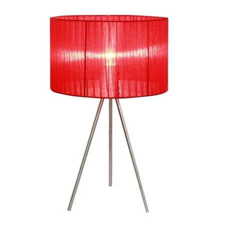 ALL THE RAGES All The Rages LT2006-RED Sheer Silk Band Tripod Table Lamp - Red LT2006-RED